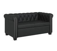 Divano Chesterfield a 2 Posti in Finta Pelle Nero