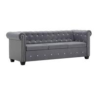 VIDAXL - Divano Chesterfield A 3 Posti In Velluto 199x75x72 Cm Grigio