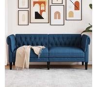 vidaXL Divano Chesterfield a 2 Posti Blu in Tessuto