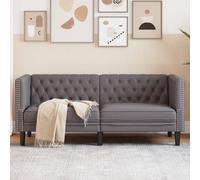 vidaXL Divano a 2 posti Chesterfield grigio similpelle