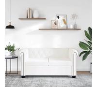 vidaXL Divano Chesterfield a 2 Posti in Finta Pelle Bianco
