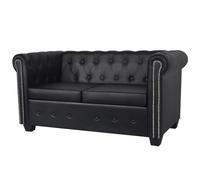 vidaXL Divano Chesterfield a 2 Posti in Finta Pelle Nero