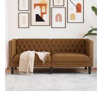 vidaXL Divano Chesterfield a 2 Posti Marrone in Similpelle Scamosciata