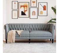 vidaXL Divano Chesterfield a 3 Posti Grigio Chiaro in Tessuto