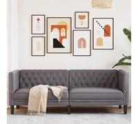 vidaXL Divano Chesterfield 3 posti imbottito in similpelle Grigio