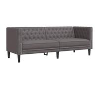 vidaXL Divano Chesterfield 3 posti imbottito in similpelle Grigio