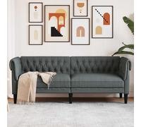 vidaXL Divano Chesterfield a 3 Posti Grigio Scuro in Tessuto