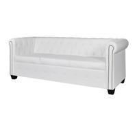 vidaXL Divano Chesterfield a 3 Posti in Finta Pelle Bianco