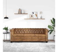 vidaXL Divano Chesterfield a 3 Posti in Finta Pelle Marrone