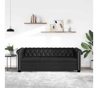 Divano Chesterfield a 3 Posti in Finta Pelle Nero