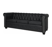 Vidaxl - Divano Chesterfield a 3 Posti in Pelle Artificiale Nero