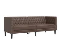 vidaXL Divano Chesterfield 3 os., marrone, imbottito in ecopelle