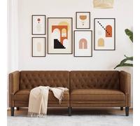 vidaXL Divano Chesterfield a 3 Posti Marrone in Similpelle Scamosciata