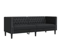vidaXL Divano Chesterfield a 3 Posti Nero in Similpelle, Divano a 3 posti, Divano, Divano Imbottito, divani a 3 posti, divani, Divano da Salotto