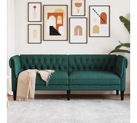 vidaXL Divano Chesterfield a 3 Posti Verde Scuro in Tessuto