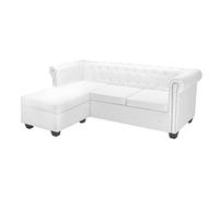 vidaXL Divano Chesterfield a L in pelle artificiale bianca