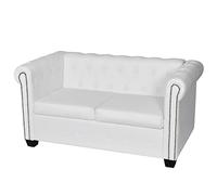 Divano Chesterfield a 2 Posti in Finta Pelle Bianco