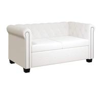 Divano Chesterfield a 2 Posti in Finta Pelle Bianco