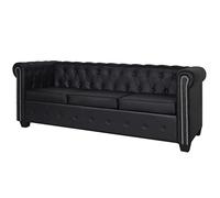 vidaXL Divano Chesterfield classico in ecopelle nero 3 posti per casa ufficio