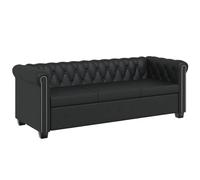vidaXL Divano Chesterfield classico in ecopelle nero 3 posti per casa ufficio