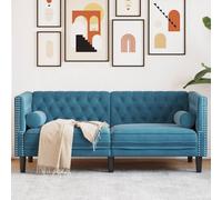 vidaXL Divano Chesterfield con Rinforzi 2 Posti Blu in Velluto
