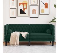 vidaXL Divano Chesterfield con Rinforzi 2 Posti Verde Scuro in Velluto