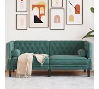 vidaXL Divano Chesterfield con Rinforzi 2 Posti Verde Scuro in Velluto, Divano a 2 posti, Divano da Salotto, Divano in Velluto, Divano Imbottito