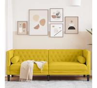 vidaXL Divano Chesterfield con Rinforzi 3 Posti Giallo in Velluto, divano a 3 posti, divano, divano da salotto, divani a 3 posti, divano imbottito