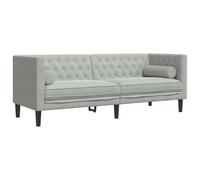 vidaXL Divano Chesterfield con Rinforzi 3 Posti Grigio Chiaro Velluto