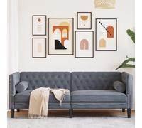 vidaXL Divano Chesterfield con Rinforzi 3 Posti Grigio Scuro Velluto