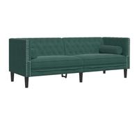 vidaXL Divano Chesterfield con Rinforzi 3 Posti Verde Scuro in Velluto, Divano a 3 posti, Divano, Divano da Salotto, divani a 3 posti