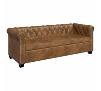 vidaXL Divano Chesterfield a 3 Posti in Finta Pelle Marrone