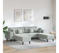 vidaXL Divano con cuscino 3 pcs Grigio chiaro Velluto
