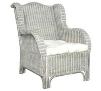 vidaXL Divano con Cuscino Grigio in Rattan Naturale e Lino