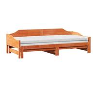 vidaXL Divano con Letto Estraibile Marrone Cera 90x190cm Massello Pino, Divano Letto Estraibile, Letto per Ospiti, Divano per Ospiti, Letto da Giorno