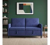 vidaXL Divano con Storage Blu Polizia 152 x 78 x 87 cm Poliestere