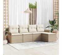 vidaXL Divano da esterno 5 pz Beige polyrattan