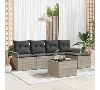 Divano da esterno con cuscino 6 pcs Grigio chiaro polyrattan