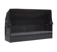 vidaXL Divano da Esterno con Baldacchino in Polyrattan Nero