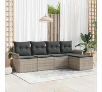 vidaXL Divano da esterno con cuscino 5 pcs Grigio chiaro polyrattan