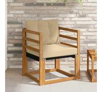 vidaXL Divano da esterno Legno di Acacia Massello e Textilene Naturale, Divano da giardino moderno, resistente, sezionale per patio, lounge all'aperto e set per il comfort