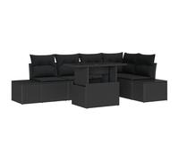 vidaXL Set di 6 divani da giardino con cuscino in grigio antracite, in rattan, per esterni, modulare, design moderno, per terrazza o balcone, tavolo rettangolare