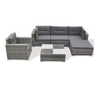 vidaXL Set Divani da Giardino 6 pz con Cuscini in Polyrattan Grigio