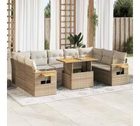 DIVANO DA GIARDINO VIDAXL 10 pz con Cuscini Beige in Polyrattan Acacia - 3327642