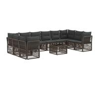 vidaXL Divano da giardino 11 pz grigio polyrattan, divano modulare contemporaneo resistente alle intemperie, per giardino, mobili lounge esterno, in rattan, salotto da patio