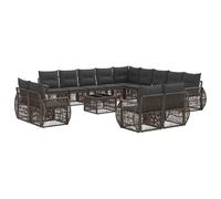 vidaXL Divano da giardino, 14 pezzi, grigio e grigio scuro, moderno, resistente alle intemperie, modulabile, ideale per il giardino, splendido spazio relax, disposizione flessibile