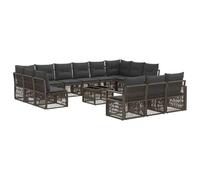vidaXL Divano da giardino, 14 pezzi, grigio polyrattan, divano da giardino, moderno, resistente alle intemperie, modulabile, con poggiapiedi regolabile, perfetto per l'estate
