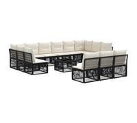 vidaXL Divano da giardino, 14 pezzi, nero, polyrattan, divano da esterno, moderno, resistente alle intemperie, modulabile, confortevole, mobili da giardino flessibili