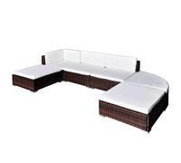 vidaXL Set Divani da Giardino 6 pz con Cuscini in Polyrattan Marrone