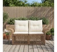 vidaXL Divano da giardino a 2 posti, beige, rattan sintetico, sedie da giardino e terrazza, poltrona rustica, divano resistente alle intemperie, poltrona in vimini, loveseat a due posti